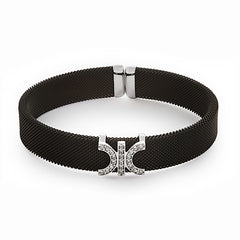 Bangle Bangle DIC Black Bangle with diamond buckle made of white gold