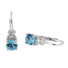 Earrings Ava Diamond earrings made of white gold with Sky Blue Topaz