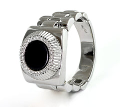 Ring R-44505-WG Diamond rind made of white gold with Natural Onyx