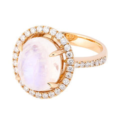 Ring Gabriela Diamond ring made of pink gold with Moonston