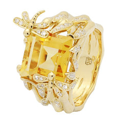 Ring R-36518-YG Diamond ring made of yellow gold with Citrine