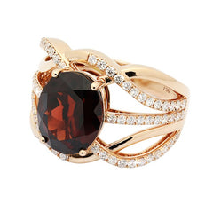 Ring R-36513-PG Diamond ring made of pink gold with Garnet