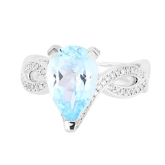 Ring R-35118-WG Diamond ring made of white gold with Blue Topaz