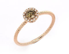 Ring R-38011-PG Diamond ring made of pink gold with Brown Diamods