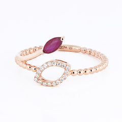 Ring Eliana Diamond ring made of pink gold with Ruby