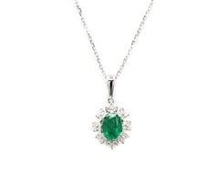 P-19878-WG Diamond pendant made of white gold with Emerald