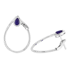 Earrings E-20758-WG Diamond earrings made of white gold with Sapphires