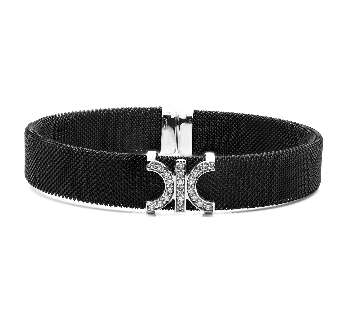 Bangle Bangle DIC Black Bangle with diamond buckle made of white gold