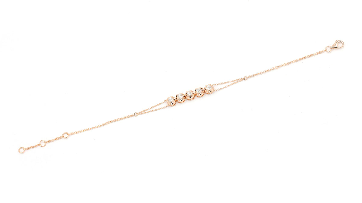 Bracelet B-9129-PG Diamond bracelet made of pink gold