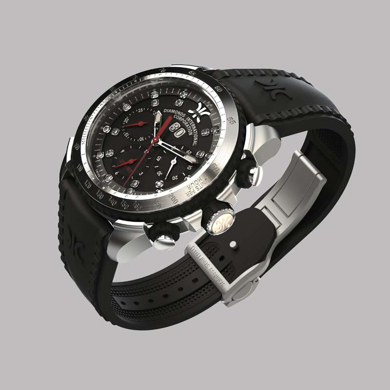 Diamond watch 9288-AN-NR-Rubber Sports automatic watch with chronograph and 19 brilliants