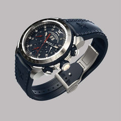 Diamond watch 9288-AB-BU-Rubber Sports automatic watch with chronograph and 19 brilliants