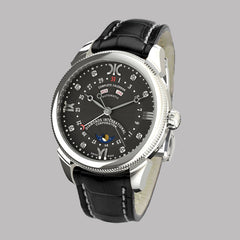 Diamond watch 9262-AA-NR-Leather Elegant automatic watch with complete calendar and 8 brilliants