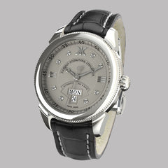 Diamond watch 9266-AA-GS-Leather Elegant automatic watch with calendar and 8 brilliants