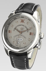 Diamond watch 9266-AA-GS-Leather Elegant automatic watch with calendar and 8 brilliants