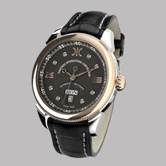 Diamond watch 9266-BA-NR-Leather Elegant automatic watch with calendar and 8 brilliants