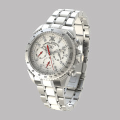 Diamond watch 9288-AI-AG-Steel + Rubber Sports automatic watch with chronograph and 19 brilliants