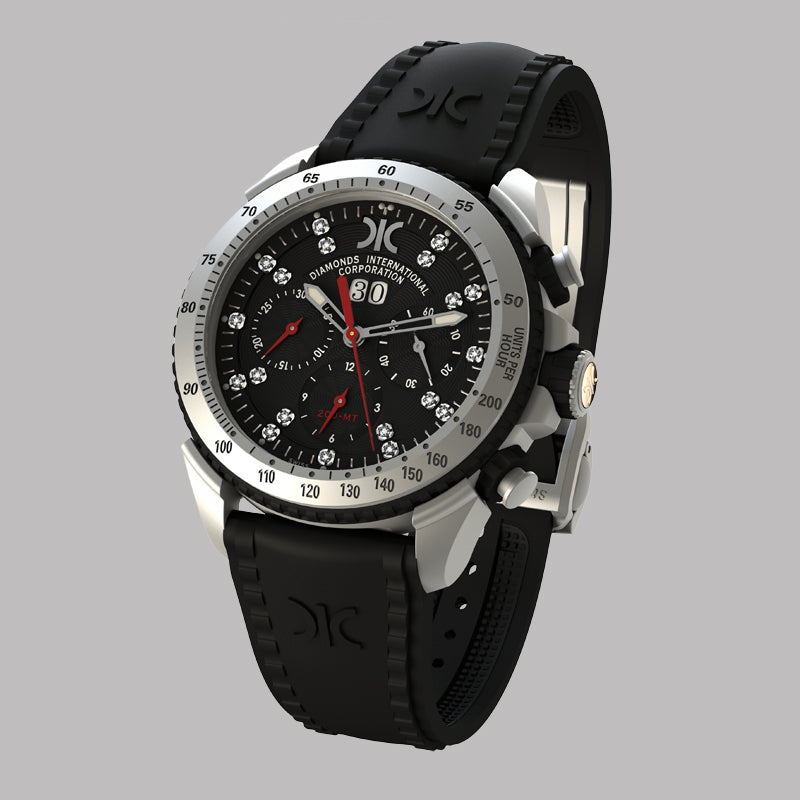Diamond watch 9288-AN-NR-Rubber Sports automatic watch with chronograph and 19 brilliants