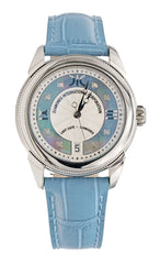 Watch A9267-A-AK-Blue-Leather Womens watch with movement Quartz Eta with 8 briliants