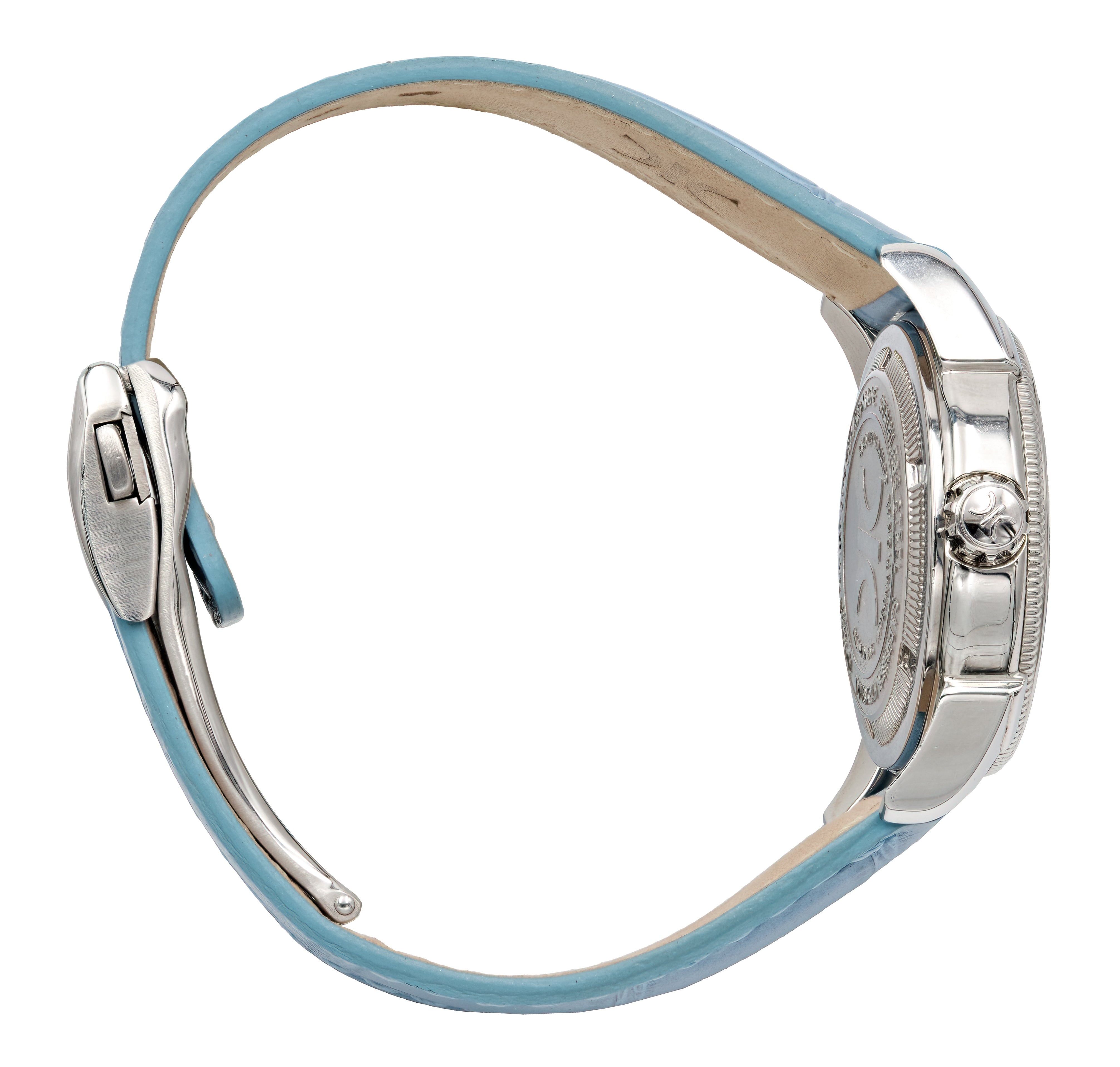Watch A9267-A-AK-Blue-Leather Womens watch with movement Quartz Eta with 8 briliants