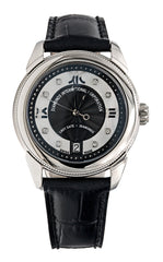 Watch A9267-A-NN-Black-Leather Womens watch with movement Quartz Eta with 8 briliants