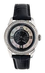Watch A9267-D-NN-Black-Leather Womens watch with movement Quartz Eta with 62 briliants
