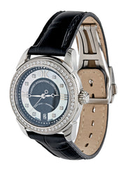 Watch A9267-D-NN-Black-Leather Womens watch with movement Quartz Eta with 62 briliants