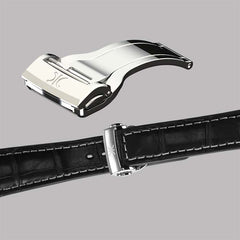 Diamond watch 9266-AA-NR-Leather Elegant automatic watch with calendar and 8 brilliants