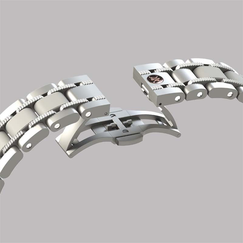 Diamond watch 9288-AI-AG-Steel + Rubber Sports automatic watch with chronograph and 19 brilliants