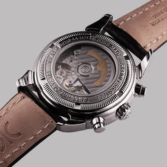 Diamond watch 9268-AA-AG-Leather Elegant automatic watch with chronograph, complete calendar and 12 brilliants