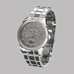 Diamond watch 9262-AD-GS-Steel Elegant automatic watch with complete calendar and 78 brilliants