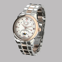 Diamond watch 9262-BA-AG-Steel Elegant automatic watch with complete calendar and 8 brilliants