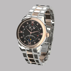 Diamond watch 9262-BA-NR-Steel Elegant automatic watch with complete calendar and 8 brilliants