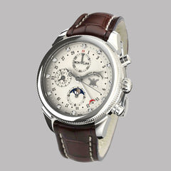 Diamond watch 9268-AA-AG-Leather Elegant automatic watch with chronograph, complete calendar and 12 brilliants