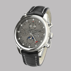 Diamond watch 9268-AA-GS-Leather Elegant automatic watch with chronograph, complete calendar and 12 brilliants