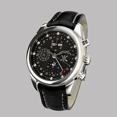 Diamond watch 9268-AA-NR-Leather Elegant automatic watch with chronograph, complete calendar and 12 brilliants