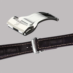 Diamond watch 9262-AD-AG-Leather Elegant automatic watch with complete calendar and 78 brilliants