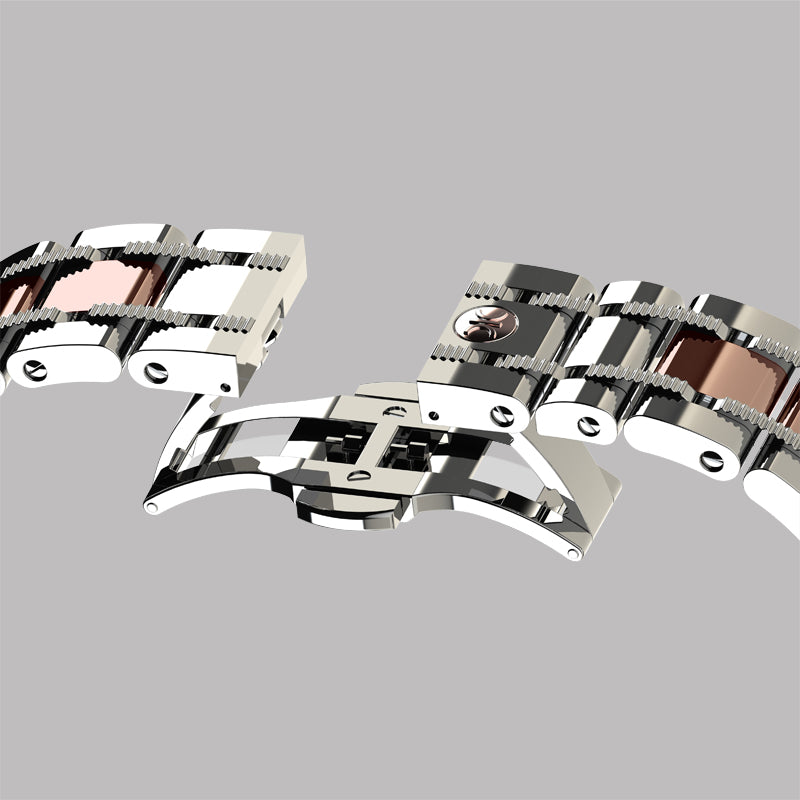 Diamond watch 9262-BA-AG-Steel Elegant automatic watch with complete calendar and 8 brilliants