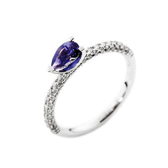 Ring Amy Blue Diamond ring made of white gold with diamonds and tear shaped blue iolite