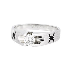 Ring Premier White 18 kt Men’s diamond ring made of white gold with enamel DIC logo