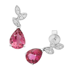 Earrings E-17607-WG Diamond earrings made of white gold with Tourmalines