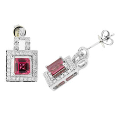 Earrings E-17499-WG Diamond earrings made of white gold with Tourmaline