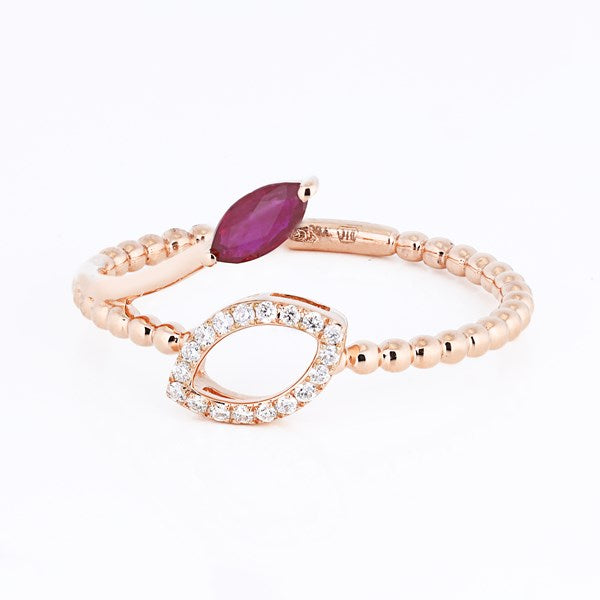 Ring Eliana Diamond ring made of pink gold with Ruby