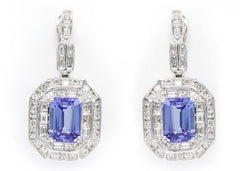 Earrings E-18774-WG Diamond earrings made of white gold with Tanzanites
