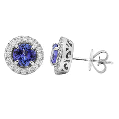 Earrings E-16530-WG Diamond earrings made of white gold with Tanzanites