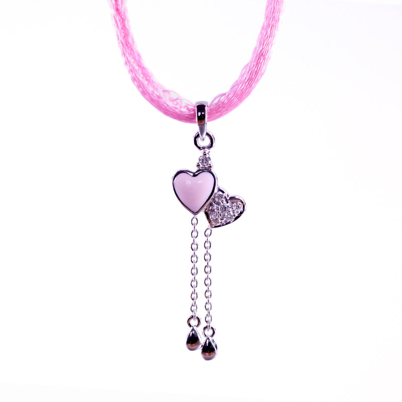 Pendant Double Hearts Children's diamond pendant made of white gold