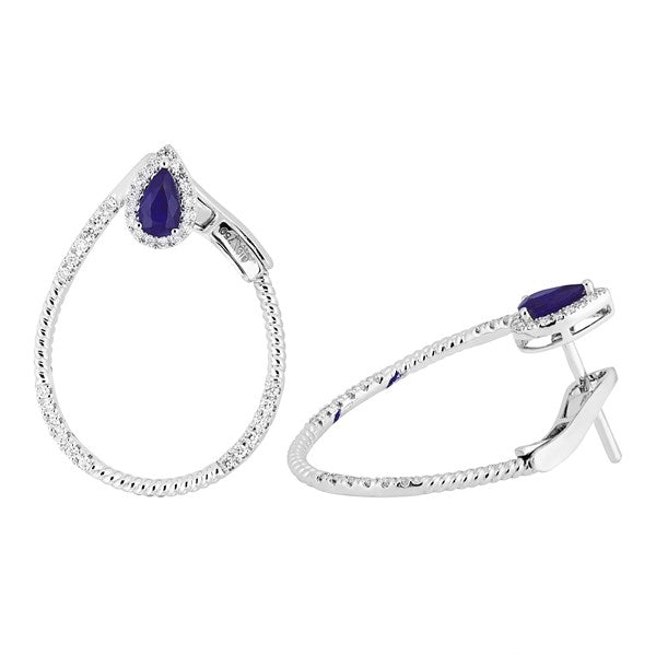 Earrings E-20758-WG Diamond earrings made of white gold with Sapphires